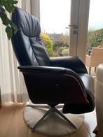 Mooie zwart leren lounge chair, Huis en Inrichting, Fauteuils, Ophalen, Gebruikt, 50 tot 75 cm, Leer