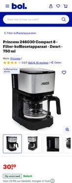 Princess Compact 8 Koffiezetapparaat - Nieuwstaat!, Afneembaar waterreservoir, Koffiemachine, Gemalen koffie, Ophalen of Verzenden