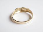 Vintage 14 Karaat Gouden Croissant Ring Met Diamant, Ophalen of Verzenden, Zo goed als nieuw, 17 tot 18, Met edelsteen
