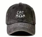Cap antraciet met wit geborduurde tekst Cat Mom, Struikheide 64,3069lj, Nieuw, Ophalen of Verzenden, Info@sweet-one.nl