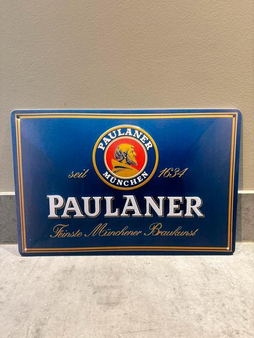 Mancave Bar Café Wanddecoratie metalen bordje Paulaner bier, Verzamelen, Merken en Reclamevoorwerpen, Zo goed als nieuw, Reclamebord