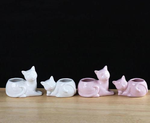 Katten Bloempotten / Kat Poes Bloempot Bloembak Bak Pot Dier, Tuin en Terras, Bloempotten, Nieuw, Aardewerk, Minder dan 25 cm