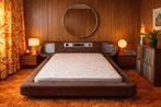 Vintage jaren 70 bed met radio & lederen ombouw, Huis en Inrichting, Ophalen, Overige materialen, Gebruikt, Bruin