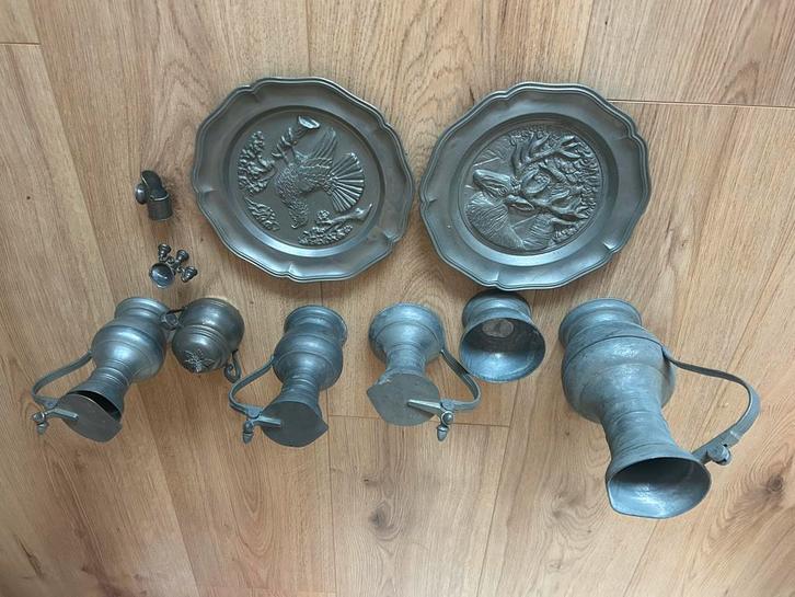 Antiek Tinnen Servies Set, Antiek en Kunst, Antiek | Tin, Ophalen of Verzenden