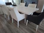 Eettafel met 6 leren stoelen, Ophalen, Gebruikt, 200 cm of meer, 50 tot 100 cm