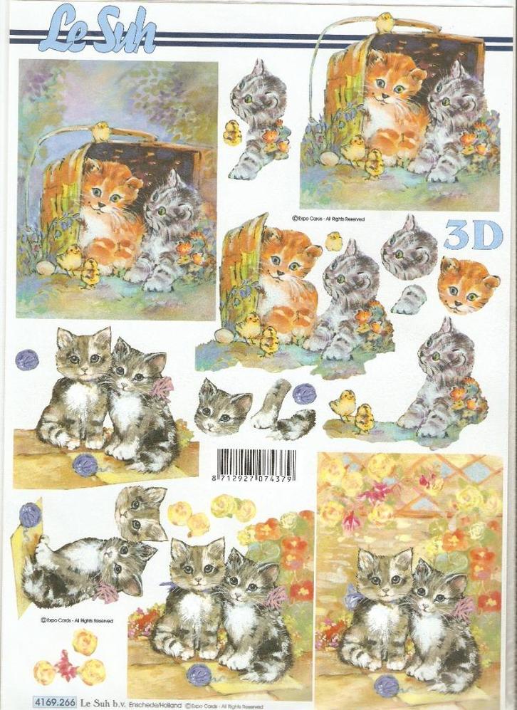 d16 knipvel le suh 4169.266 poezen, Hobby en Vrije tijd, Kaarten | Zelf maken, Nieuw, Knipvel, Dieren, Ophalen of Verzenden