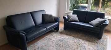 Blauwe lederen bankstel W. Schillig - 3+2 zits beschikbaar voor biedingen