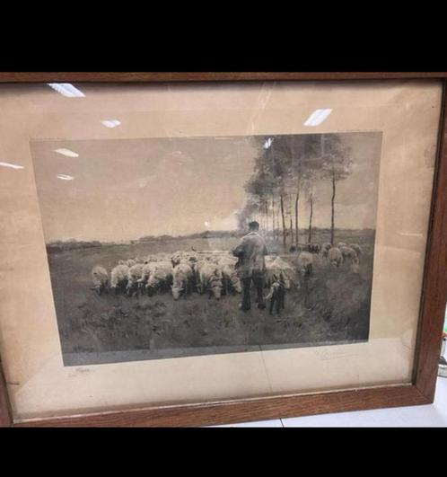 Henri Koetser ets naar Anton Mauve, Schaapsherder Laren, Antiek en Kunst, Kunst | Etsen en Gravures, Ophalen of Verzenden