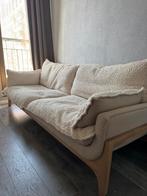 Tikamoon Woodnest 3-zitsbank van massief eikenhout en linnen, Huis en Inrichting, Ophalen, Tweepersoons, 75 tot 100 cm, Zo goed als nieuw