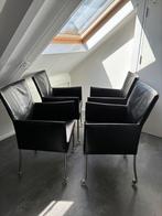 4 mooie zwart lederen eetkamerstoelen bert plantagie, Huis en Inrichting, Stoelen, Ophalen, Gebruikt, Zwart, Leer