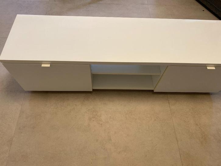 Tv-meubel BYÅS, hoogglans wit, 160x42x45 cm, Huis en Inrichting, Kasten | Televisiemeubels, Zo goed als nieuw, Minder dan 100 cm