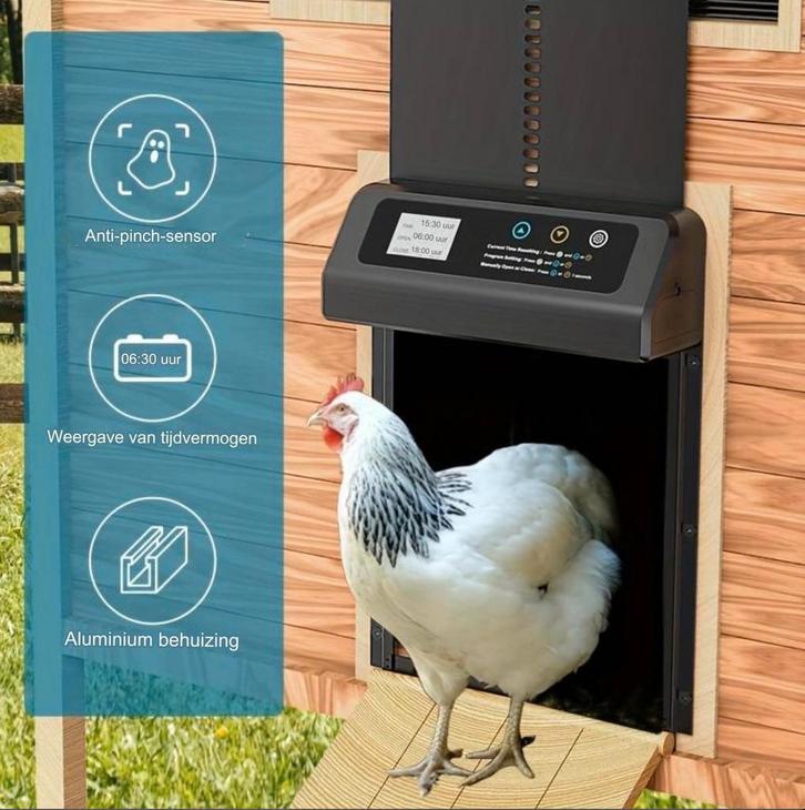Kippenluik automatisch, Dieren en Toebehoren, Pluimvee | Toebehoren, Nieuw, Kippenhok of Kippenren, Ophalen of Verzenden