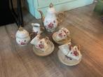 Vintage brocante antiek theeservies theepot kopjes roomstel, Ophalen of Verzenden