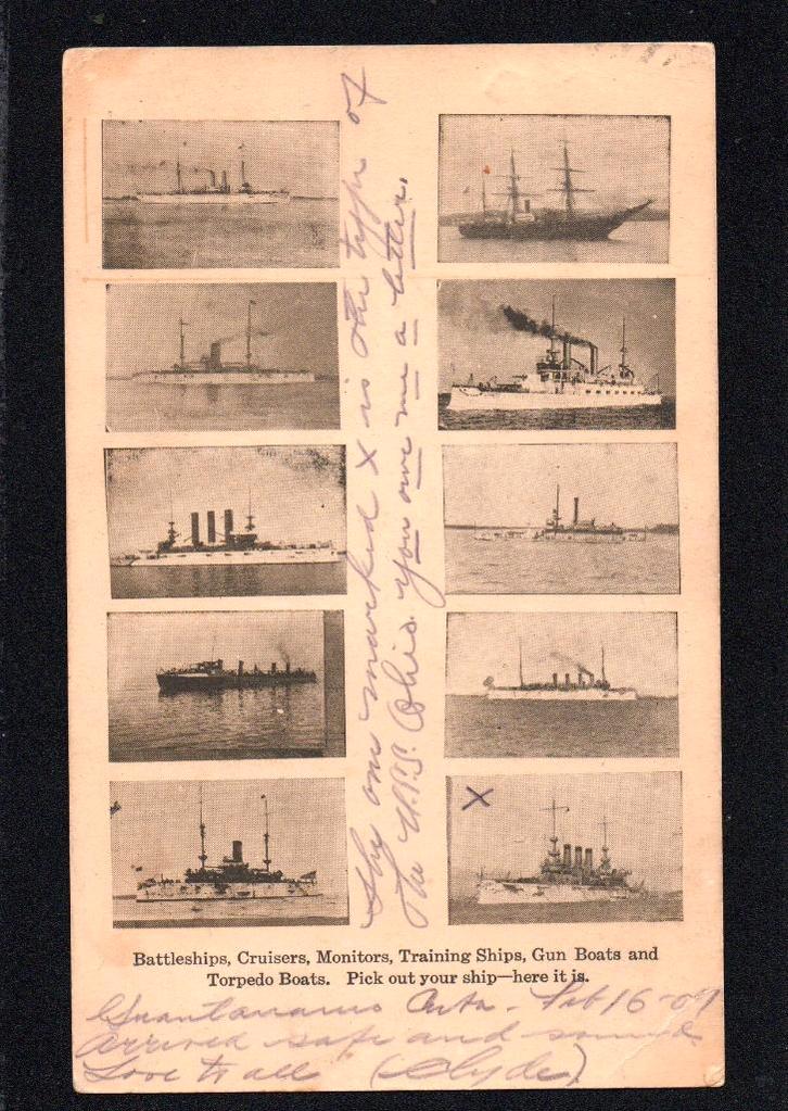 CUBA 1907 Briefkaart naar Amerika - schepen van de marine, Postzegels en Munten, Brieven en Enveloppen | Buitenland, Briefkaart