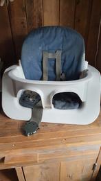 Stokke Steps babyset wit + kussen denim blauw + eetblad wit, Ophalen of Verzenden, Zo goed als nieuw, Meegroeistoel