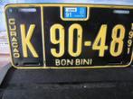 oude nummerplaat 1991 curacao  bonbini, Ophalen of Verzenden, Gebruikt, Auto's