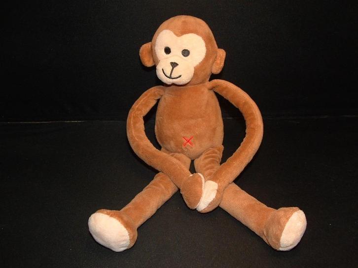 HEMA AAP VELOURS BRUIN MET VELOURS HUIDSKLEUR SNUITJE, Kinderen en Baby's, Speelgoed | Knuffels en Pluche, Nieuw, Overige typen