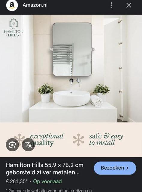 Hamilton Hills Spiegel - Nieuw in Doos!, Huis en Inrichting, Woonaccessoires | Spiegels, Nieuw, 50 tot 75 cm, 100 tot 150 cm, Rechthoekig