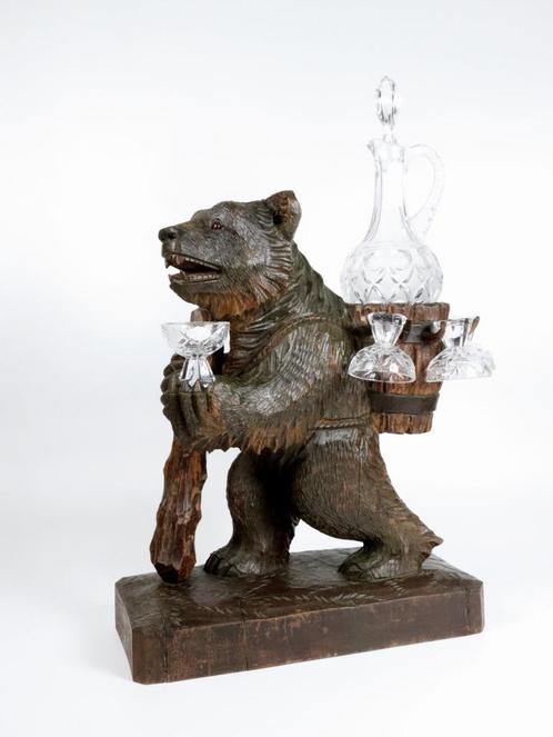 Black Forest Sculptuur Beer met Likeurset, Antiek en Kunst, Kunst | Beelden en Houtsnijwerken, Ophalen of Verzenden