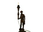 Antieke tafellamp lamp met mijnwerker ca. 1920 mijnen, Antiek en Kunst, Curiosa en Brocante, Ophalen of Verzenden