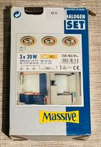Halogeen lampenset (nieuw, in verpakking, goudkleurig), Huis en Inrichting, Lampen | Vloerlampen, Ophalen, Nieuw, Minder dan 100 cm
