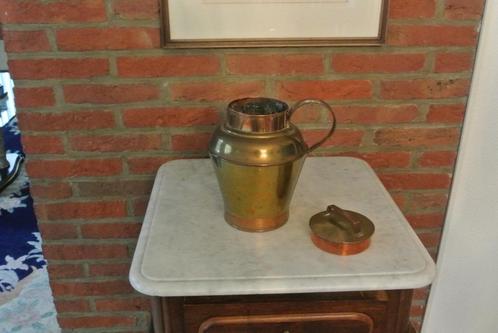 Antieke Koperen Melkkan met Deksel, Antiek en Kunst, Antiek | Koper en Brons, Koper, Ophalen of Verzenden