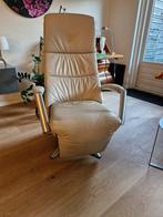 Luxe beige leren relaxfauteuil merk Easysit, Minder dan 50 cm, Gebruikt, Minder dan 75 cm, Metaal