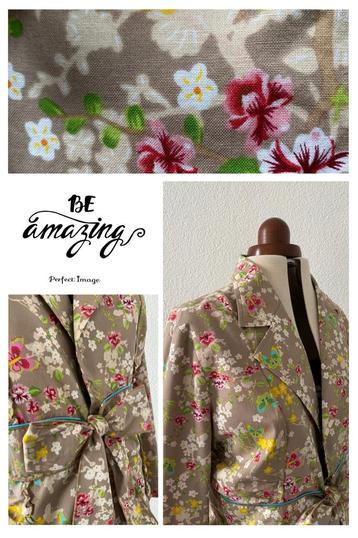 LIEN & GIEL retro bloemen colbert met strikceintuur-42🌸XL beschikbaar voor biedingen