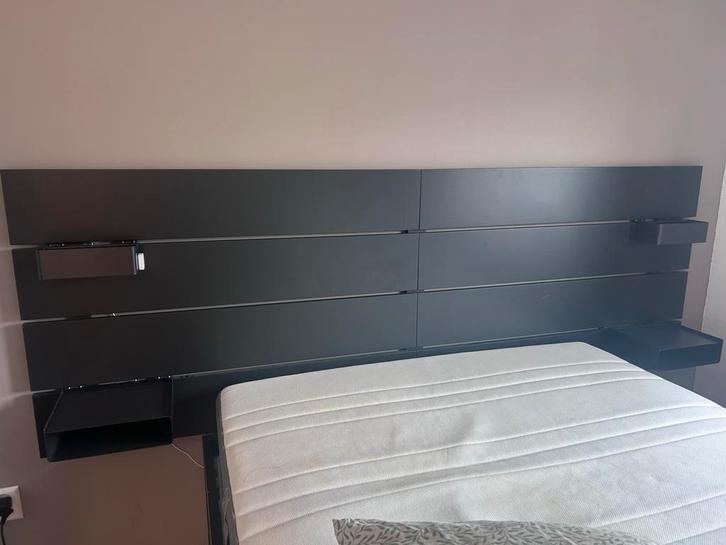 Ikea Malm achterwand / hoofdbord 240cm zwart, Huis en Inrichting, Slaapkamer | Bedden, Zo goed als nieuw, Tweepersoons, Overige maten