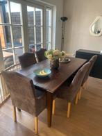 6 Stoelen + eetkamertafel, Huis en Inrichting, Tafels | Eettafels, Ophalen, Gebruikt, 50 tot 100 cm, Vijf personen of meer