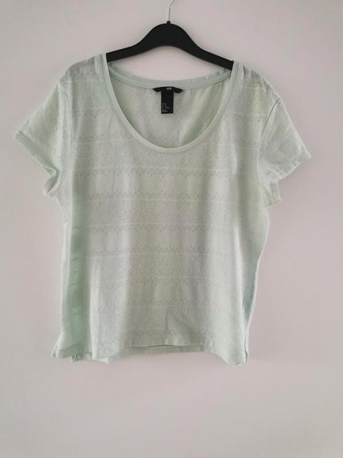 H&M pointelle top mt. S/M, Kleding | Dames, Tops, Zo goed als nieuw, Maat 36 (S), Groen, Korte mouw, Verzenden