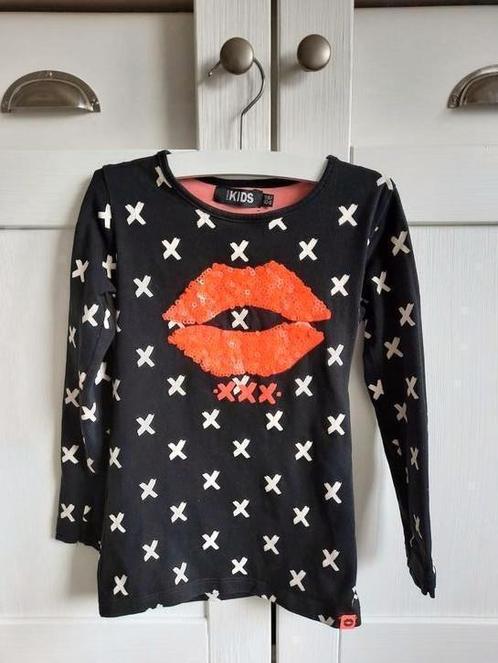 Europe Kids Zwarte Longsleeve Kus Pailetten Sequins 98-104, Kinderen en Baby's, Kinderkleding | Maat 98, Zo goed als nieuw, Meisje