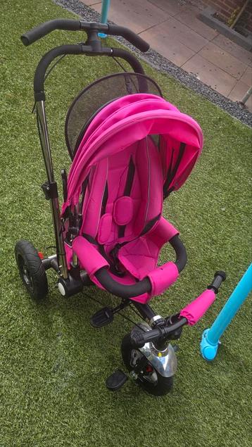 Roze Kinderfiets/driewieler met duwstang beschikbaar voor biedingen