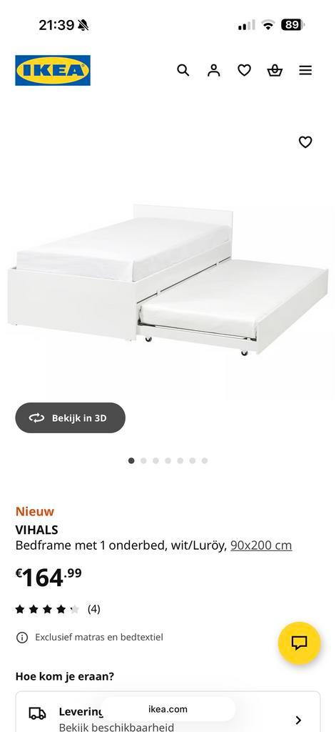 Gratis IKEA eenpersoonsbed wit met uitschuifbare bed, Huis en Inrichting, Kasten | Schoenenrekken, Gebruikt, Ophalen of Verzenden