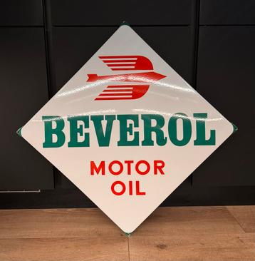 Emaille Reclamebord Beverol Motor Oil beschikbaar voor biedingen