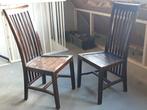Bruine hardhouten café stoelen, Twee, Gebruikt, Bruin, Hout