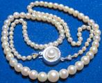 Vintage cultivé parel halsketting 46 cm %100 Cultivé parels, Ophalen, Zo goed als nieuw, Wit, Steen of Mineraal