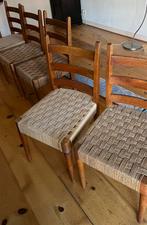 Vintage stoelenset met rieten zitting, Huis en Inrichting, Stoelen, Ophalen, Gebruikt, Bruin, Hout