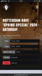 2 tickets Rotterdam rave spring special 13 april, Tickets en Kaartjes, Twee personen