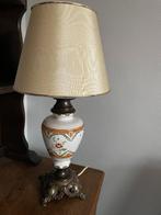 vintage aardewerken vaaslamp met bronzen voet, Huis en Inrichting, Gebruikt, Metaal, 50 tot 75 cm, Ophalen