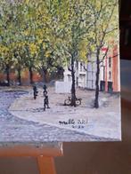 Schilderij van Mello Wit. Olieverf op doek. Vismarkt Groning, Antiek en Kunst, Ophalen of Verzenden