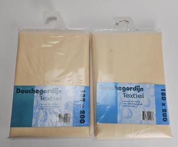 Douchegordijn 2 stuks – textiel 180 x 20 m – met haken NIEUw beschikbaar voor biedingen