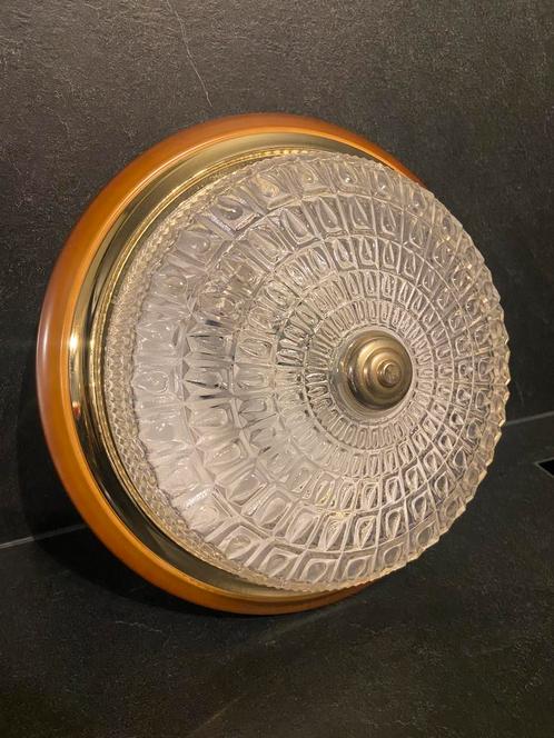 Grote Plafondlamp met helder bewerkt glas, Huis en Inrichting, Lampen | Plafondlampen, Zo goed als nieuw, Glas, Ophalen of Verzenden