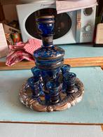 Antiek blauw likeur set, Ophalen of Verzenden