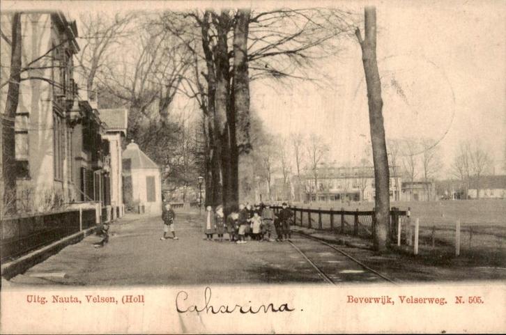 Beverwijk Velserweg ca. 1902, Verzamelen, Ansichtkaarten | Nederland, Gelopen, Noord-Holland, Voor 1920, Ophalen of Verzenden