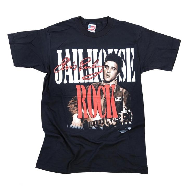 Elvis Presley vintage t-shirt Jailhouse Rock 1996, Kleding | Heren, T-shirts, Nieuw, Maat 52/54 (L), Zwart, Ophalen