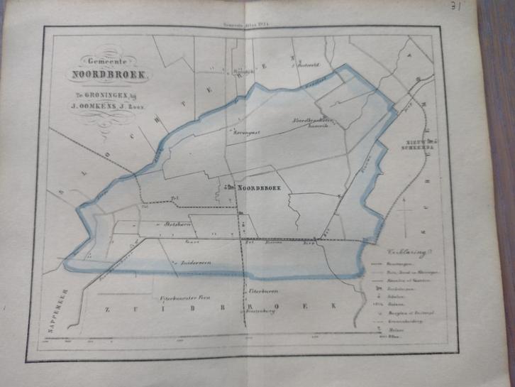 31 Noordbroek Korengast Uiterburen Zuiderveen Litho 1862, Antiek en Kunst, Kunst | Litho's en Zeefdrukken, Ophalen of Verzenden