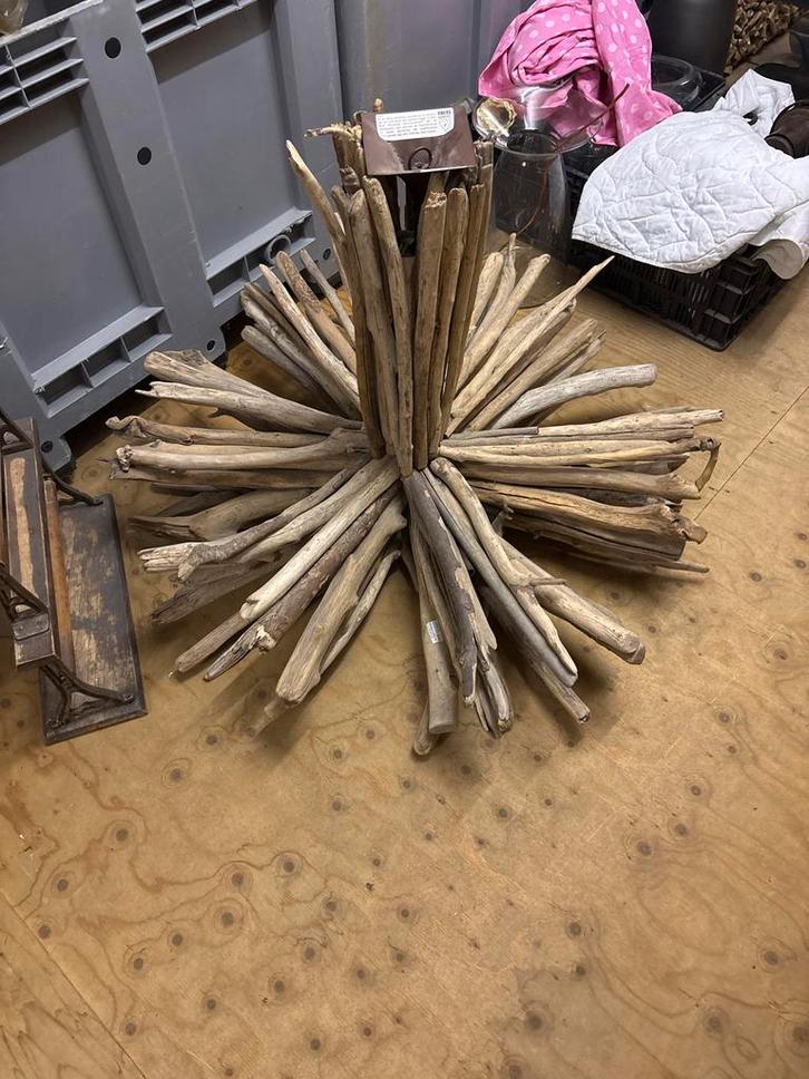 Unieke Houten Lampvoet - Driftwood Stijl, Huis en Inrichting, Lampen | Vloerlampen, Gebruikt, Minder dan 100 cm, Hout, Ophalen of Verzenden