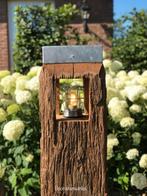 Houten buitenlamp | tuinverlichting hout | meerpaallamp tuin, Tuin en Terras, Zonne-energie, Minder dan 50 watt, Ophalen of Verzenden