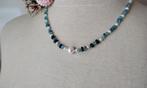 Stralende Ketting Apatiet Zoetwater Parels Zilver 925 Slot, Blauw, Nieuw, Ophalen of Verzenden, Steen of Mineraal
